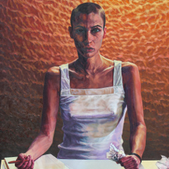 Self-portrait with red pen 2009 / 130x100 / Oil