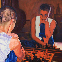 Self-portrait - The game was drawn 2009 / 100x80 / Oil