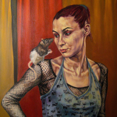 Self-portrait with Scrabble 2008 / 81x65 / Oil