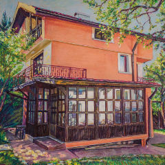Mila's home 2019/ 37.5x50 /Oil pastels, paper